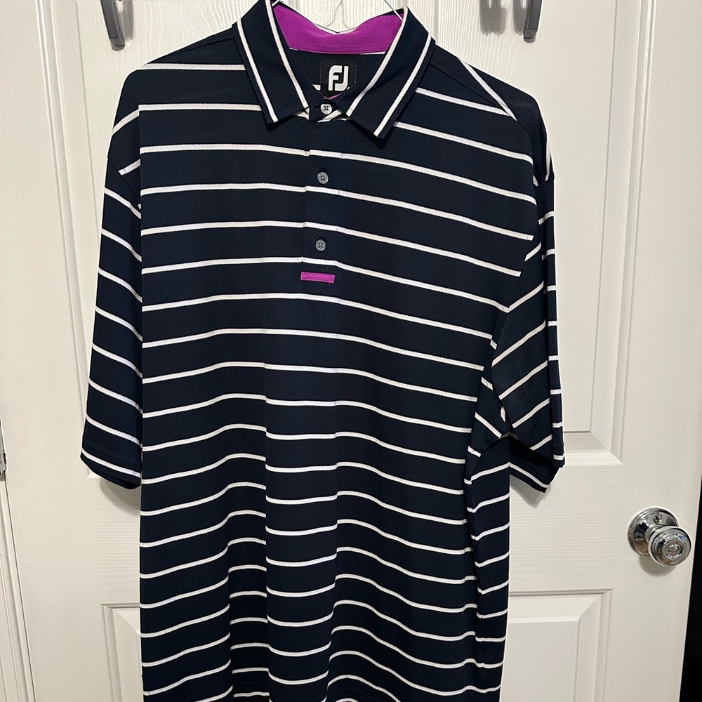FootJoy Men's Navy Striped Polo Shirt